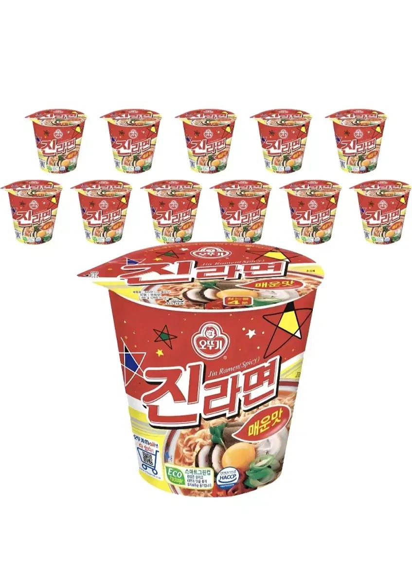 오뚜기 진라면 미니 컵라면 매운맛 65g 12개 무료배송 진라면컵 라면