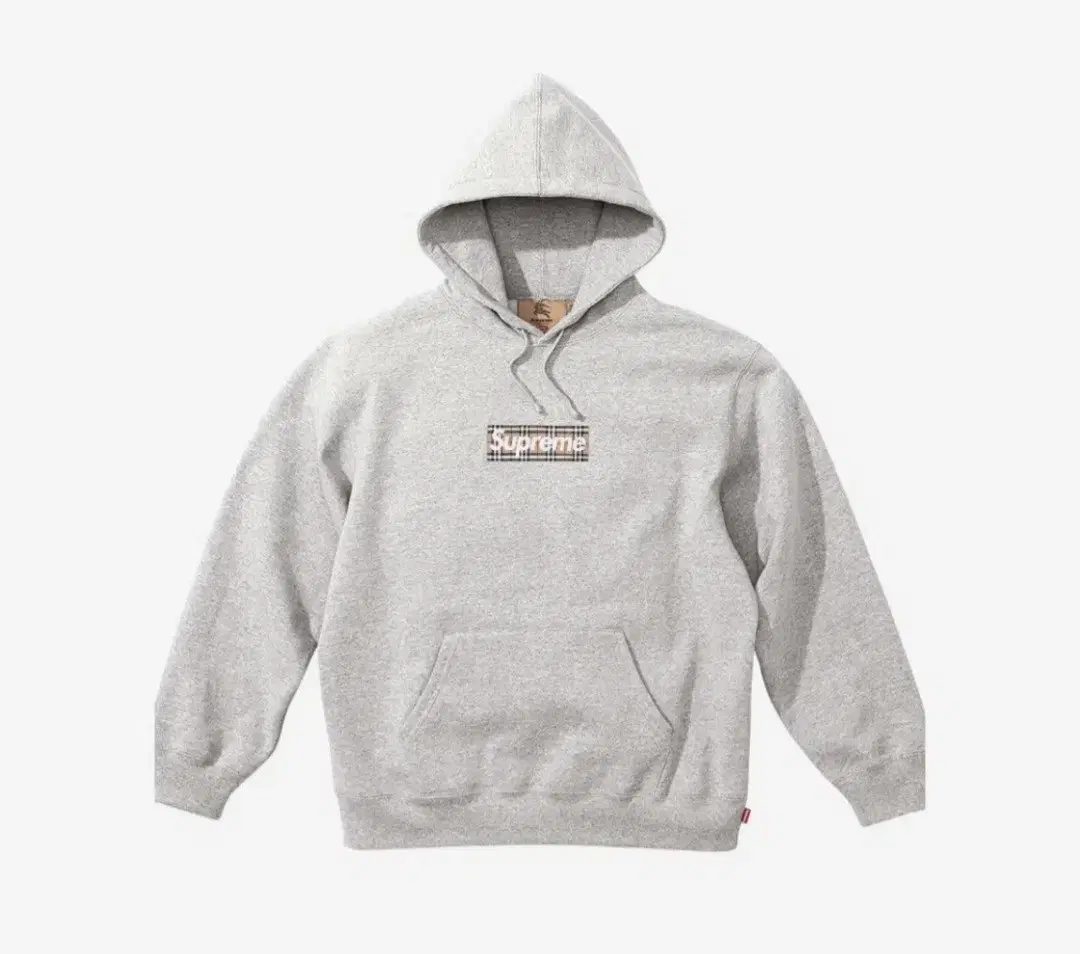 Supreme Burberry Box Logo Hoodie Heather Grey Size L