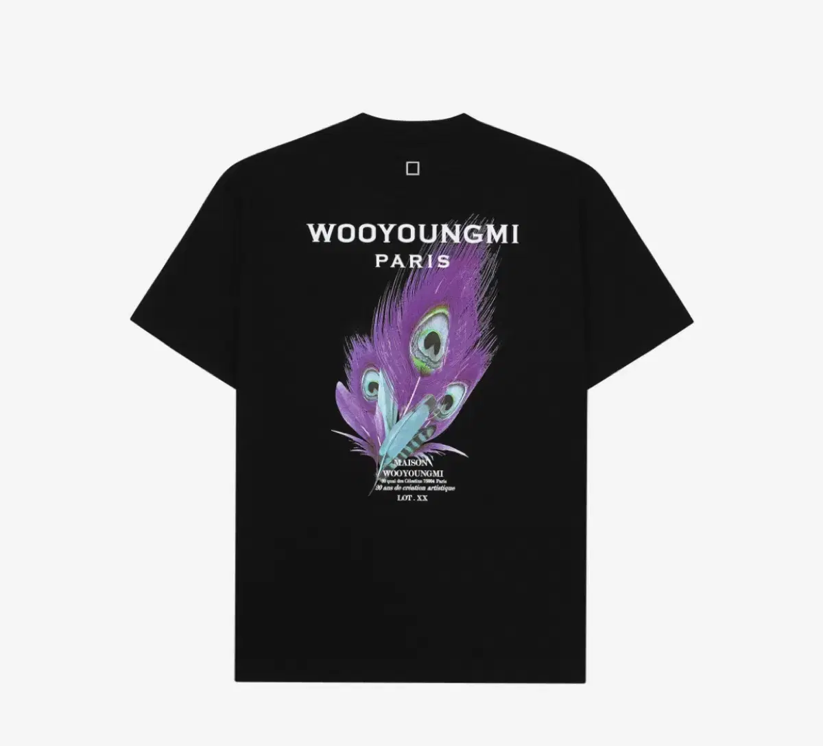 [50] Wooyoung Mi Feather Back Logo T-Shirt Black - 23SS