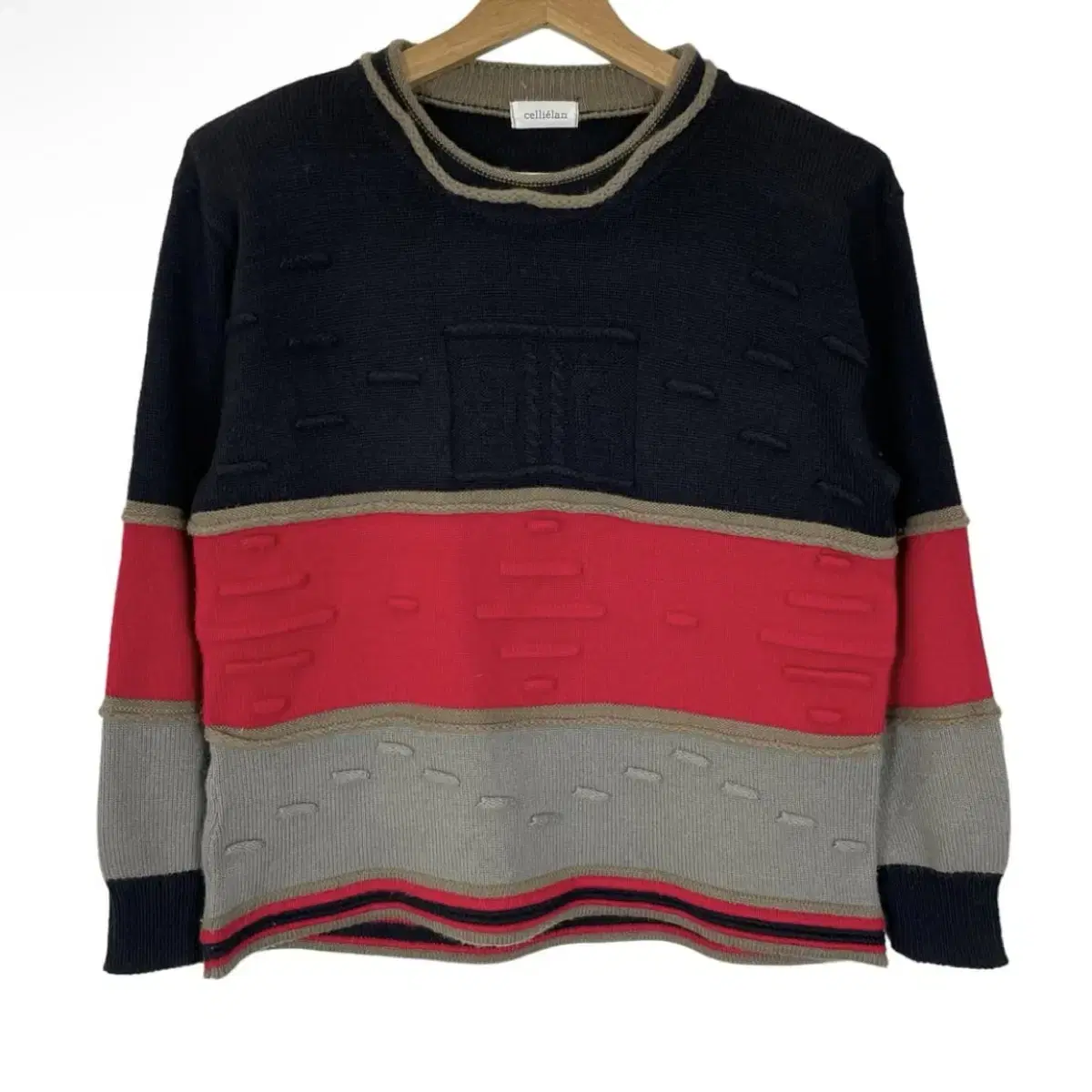 JPN colorblocked wool blend acrylic knit