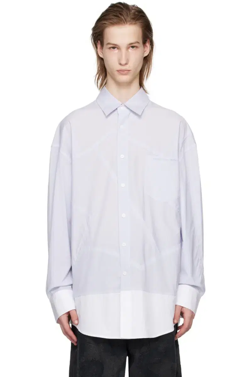 Feng Chen Wang Bloo & White Patchwork Shirt