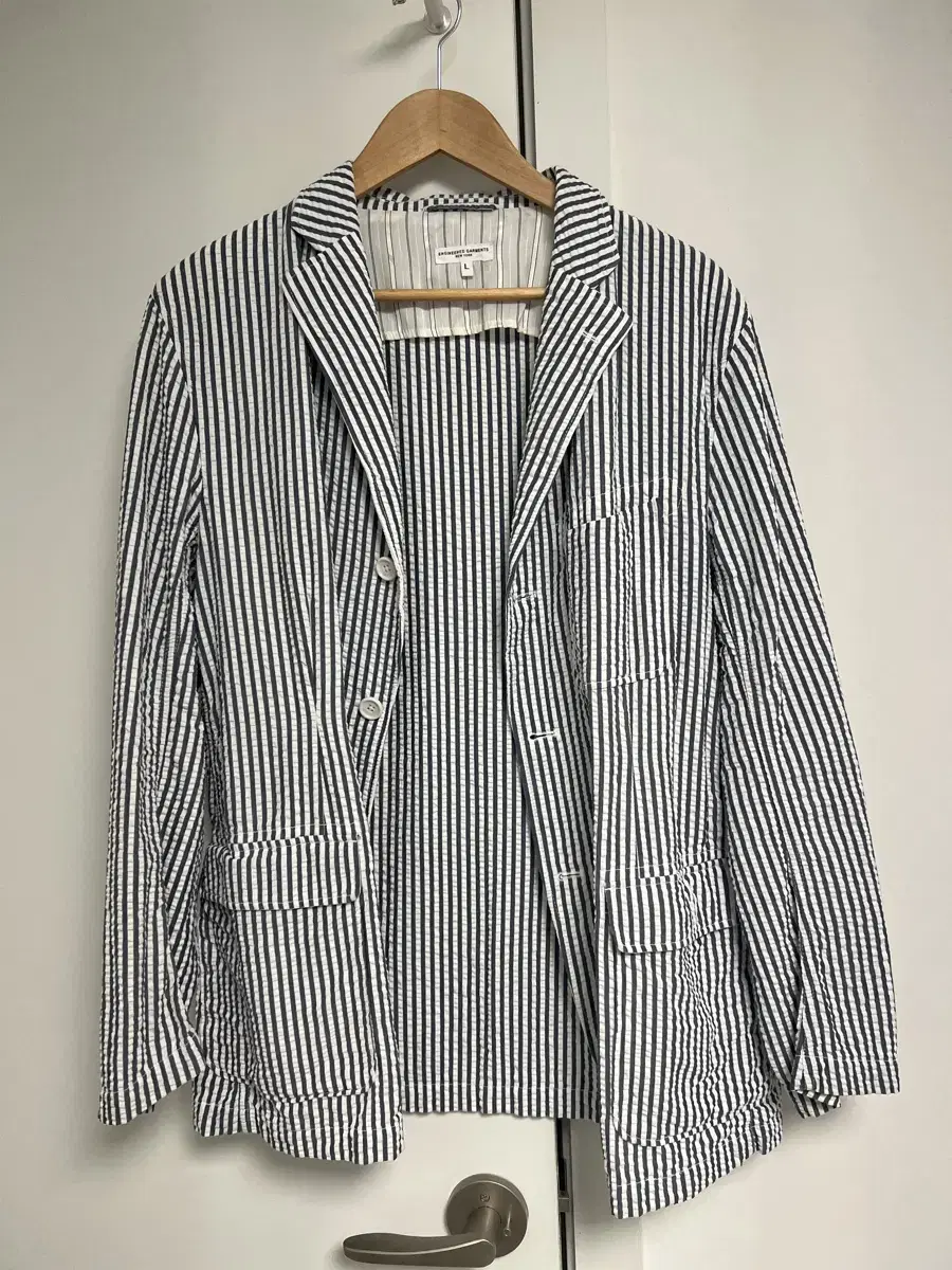 SS Engineered Garments Baker Jacket Seersucker Navy L