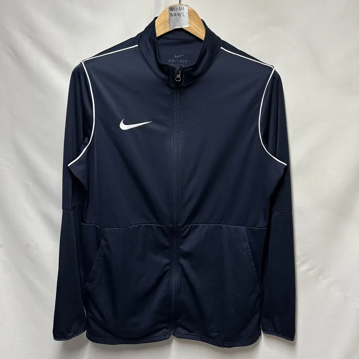 [authentic/l] nike swoosh dry fit navy zip-up/jersey