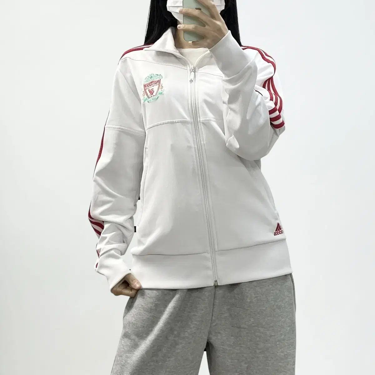 Adidas Liverpool Tracktop Jersey White Red (Big Kids)