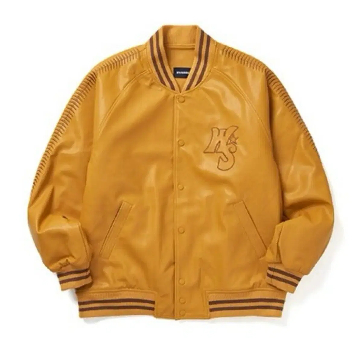 Wickanders Leather Mustard Yellow Baseball Varsity Jacket