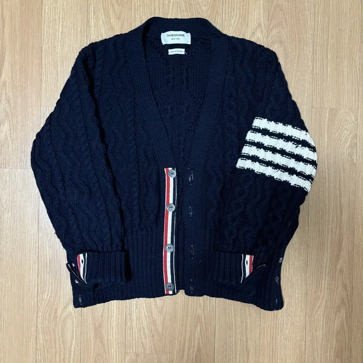 [Size S/2] Thom Browne Aran Cable Knit Cardigan