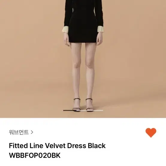 위브먼트) Fitted Line Velvet Dress Black