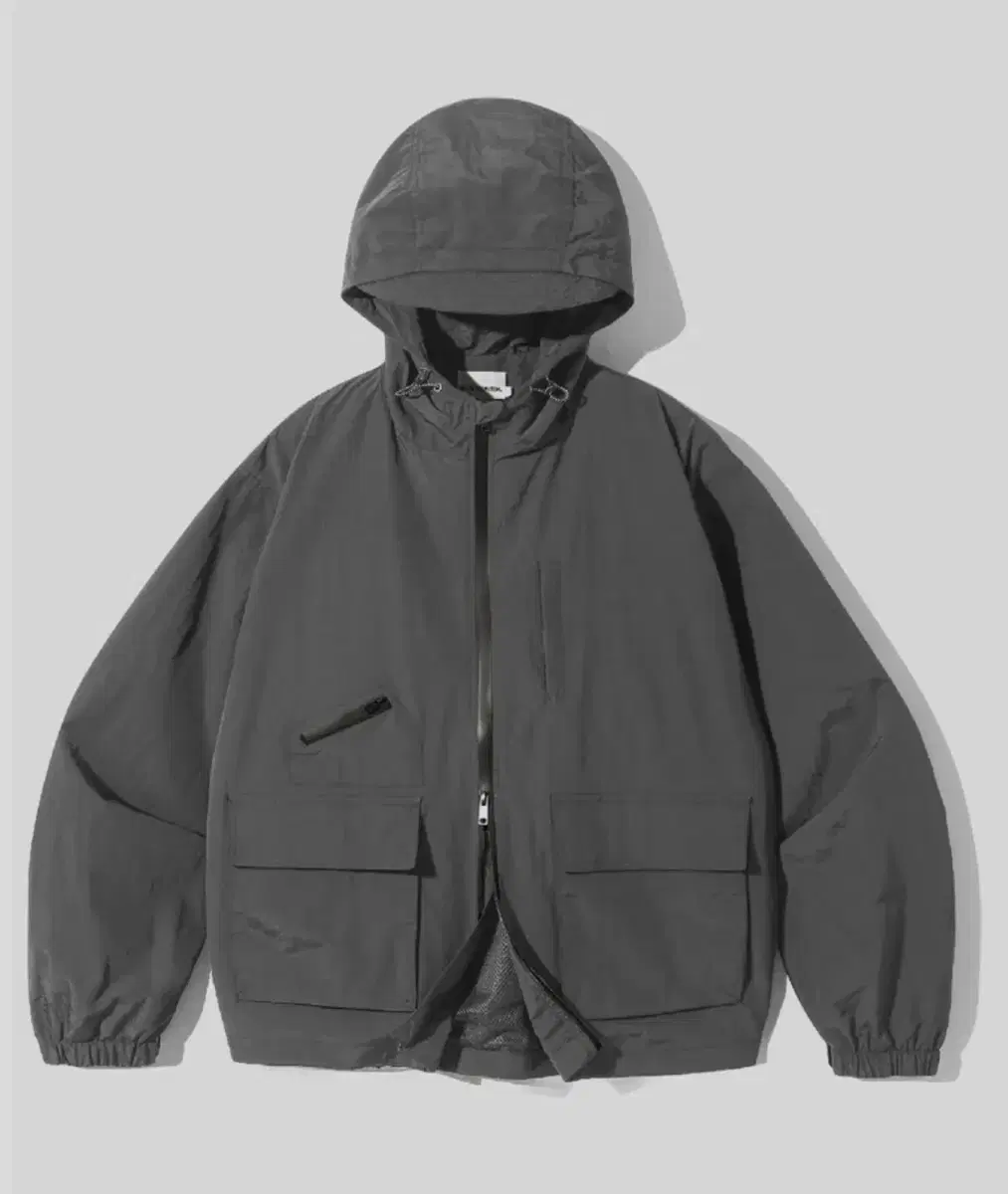 [L]Dimitri Black Ascetic Hooded Windbreaker Jacket Charcoal Gray