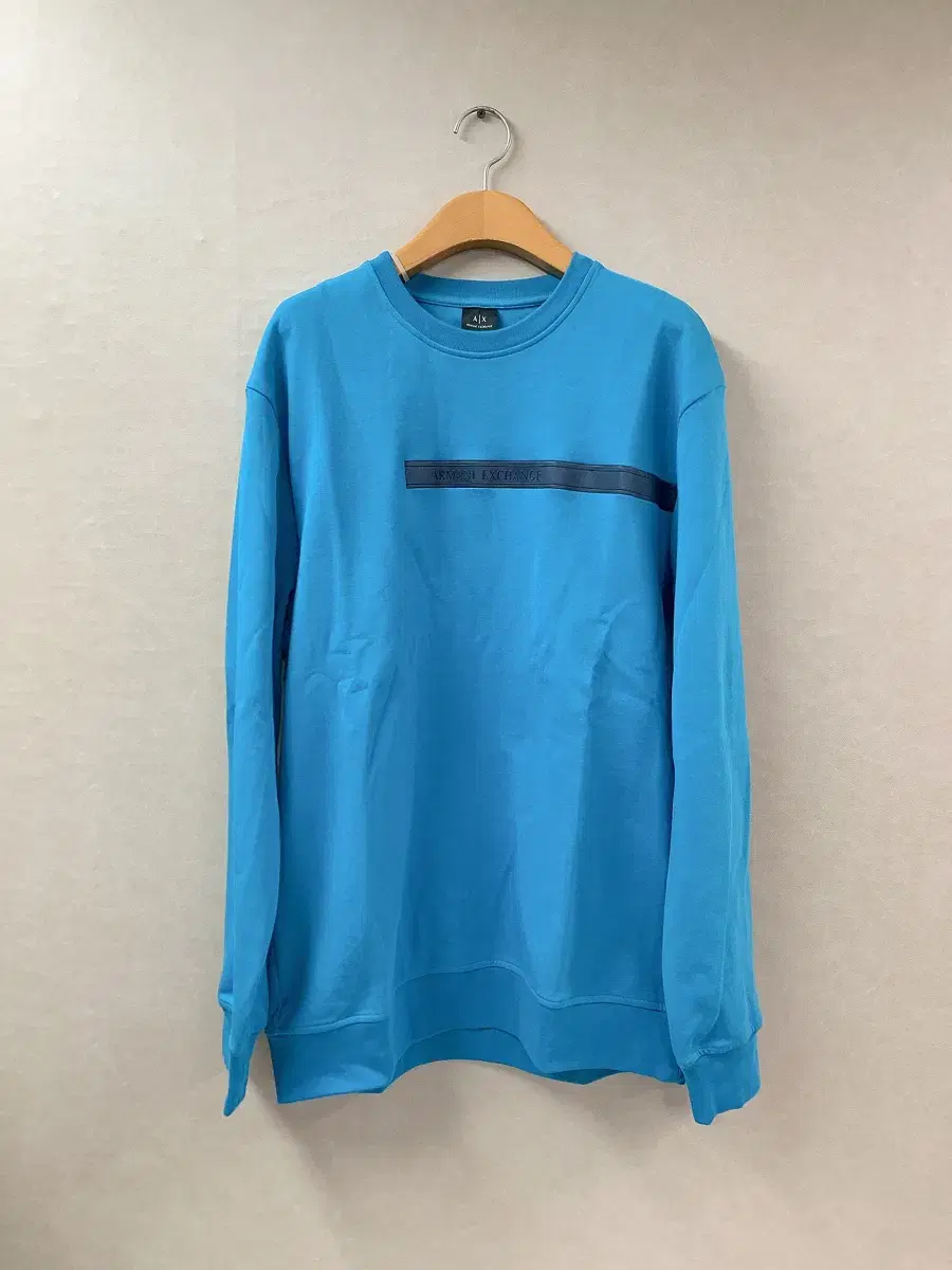 (Genuine/New) Almani Exchange Men's bloo Stripe Logo Roundneck Sweatshirt