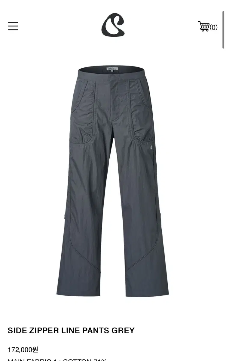 Coyseio side zipper line pants gray 1