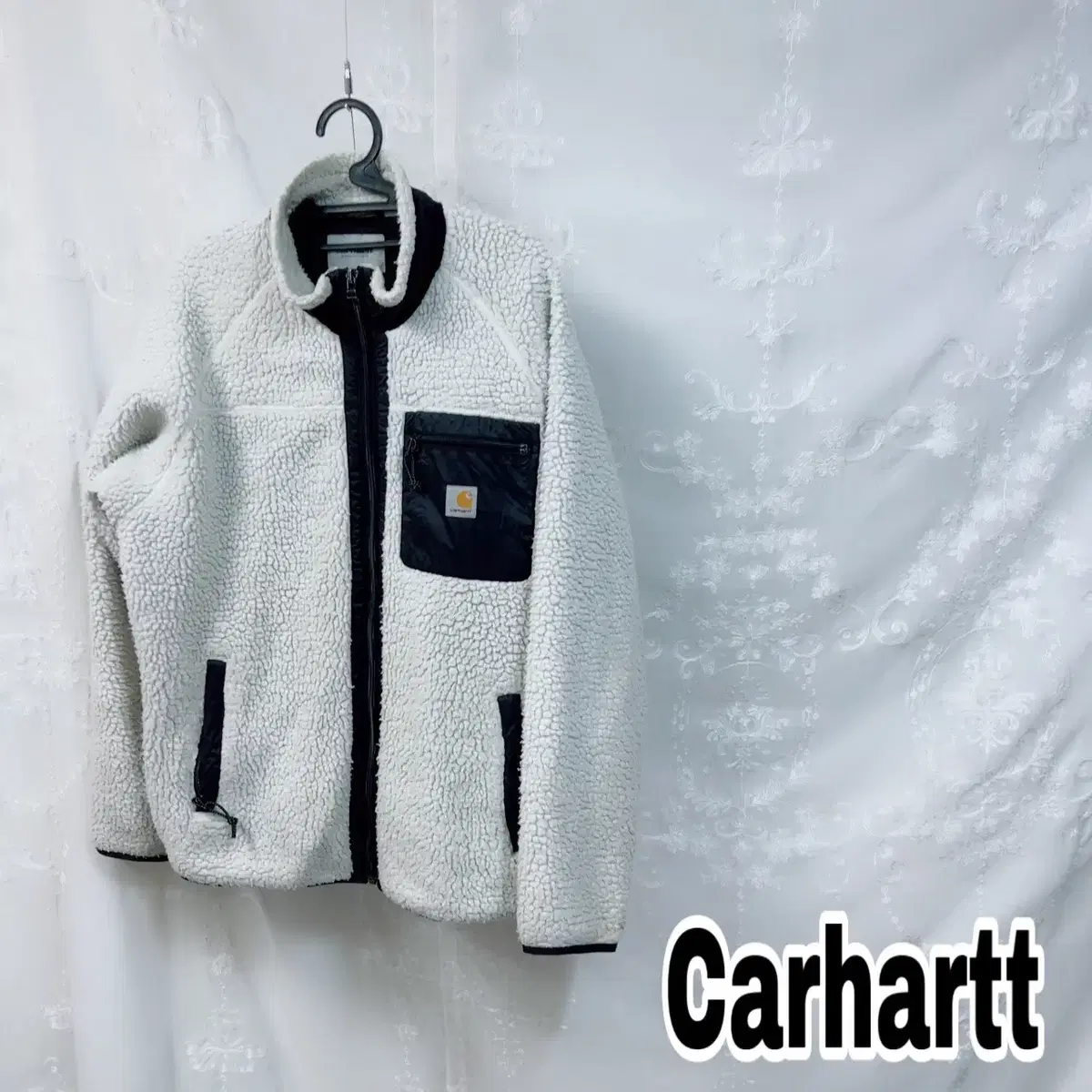 Calhart White Pocketed Old School Big Size Furry Jacket