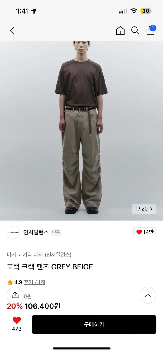 Insilence Potuck Crack Pants Gray Vintage