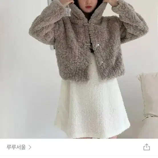 루루서울 moren hood fur jacket 그레이