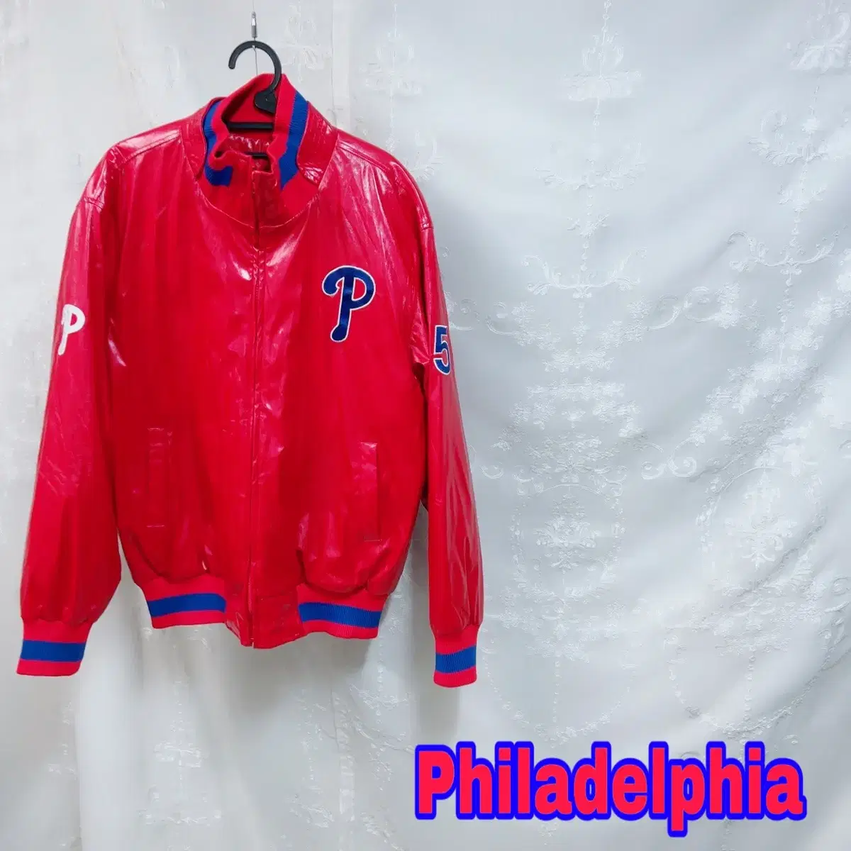 Vintage Philadelphia Big Size Jumper in Glossy Red