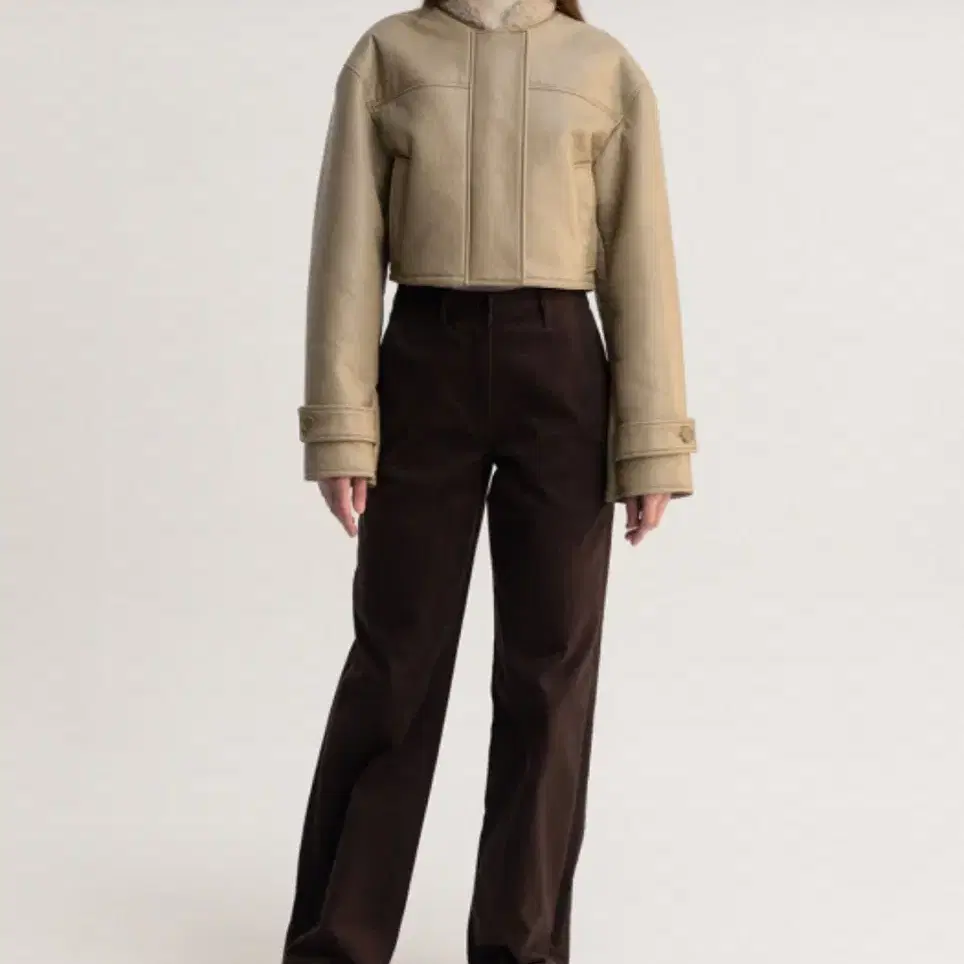 le 르 placket shearling cropped jacket