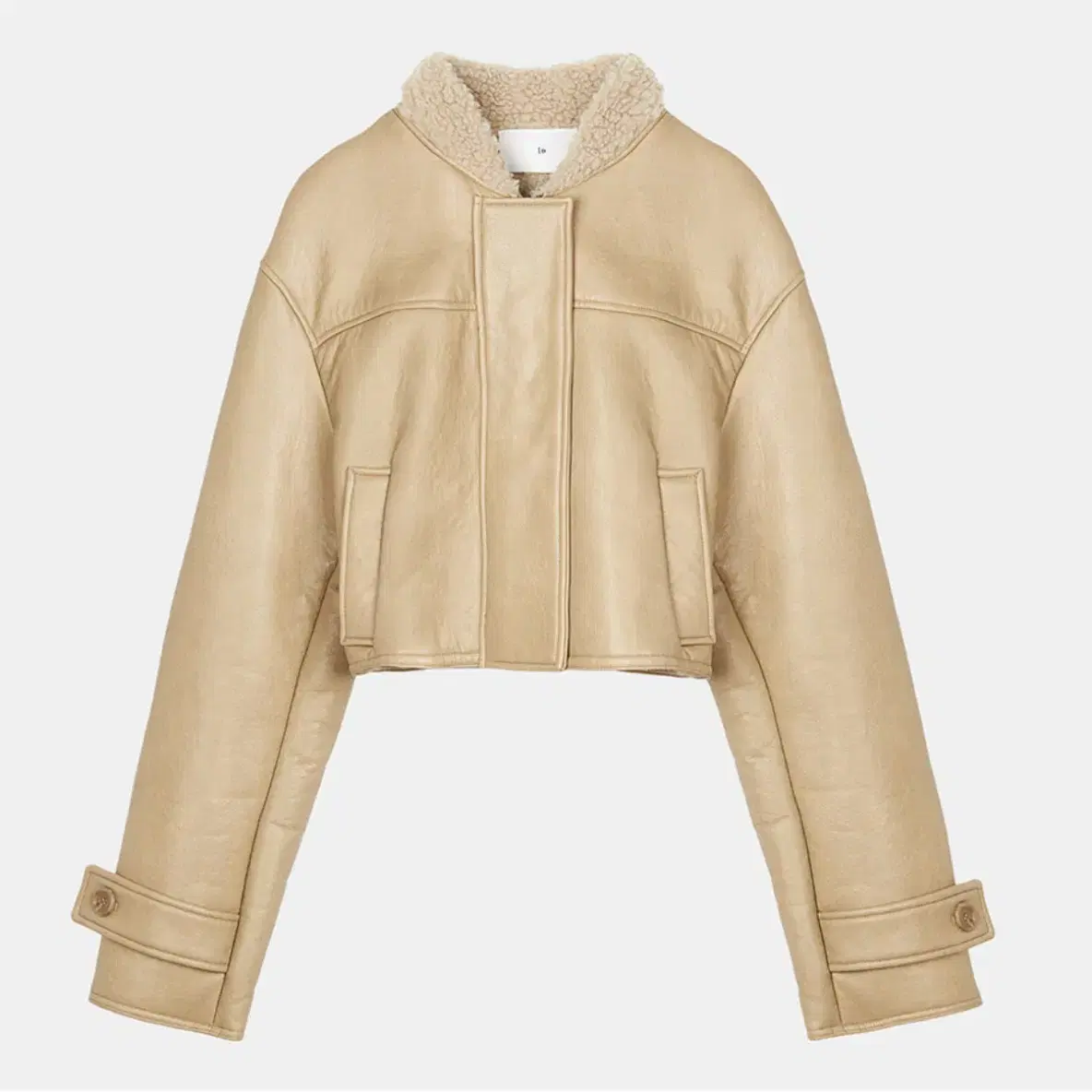 le 르 placket shearling cropped jacket