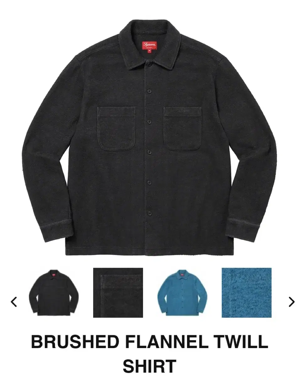 (M) Supreme Brushed Flannel Twill Shirt Black