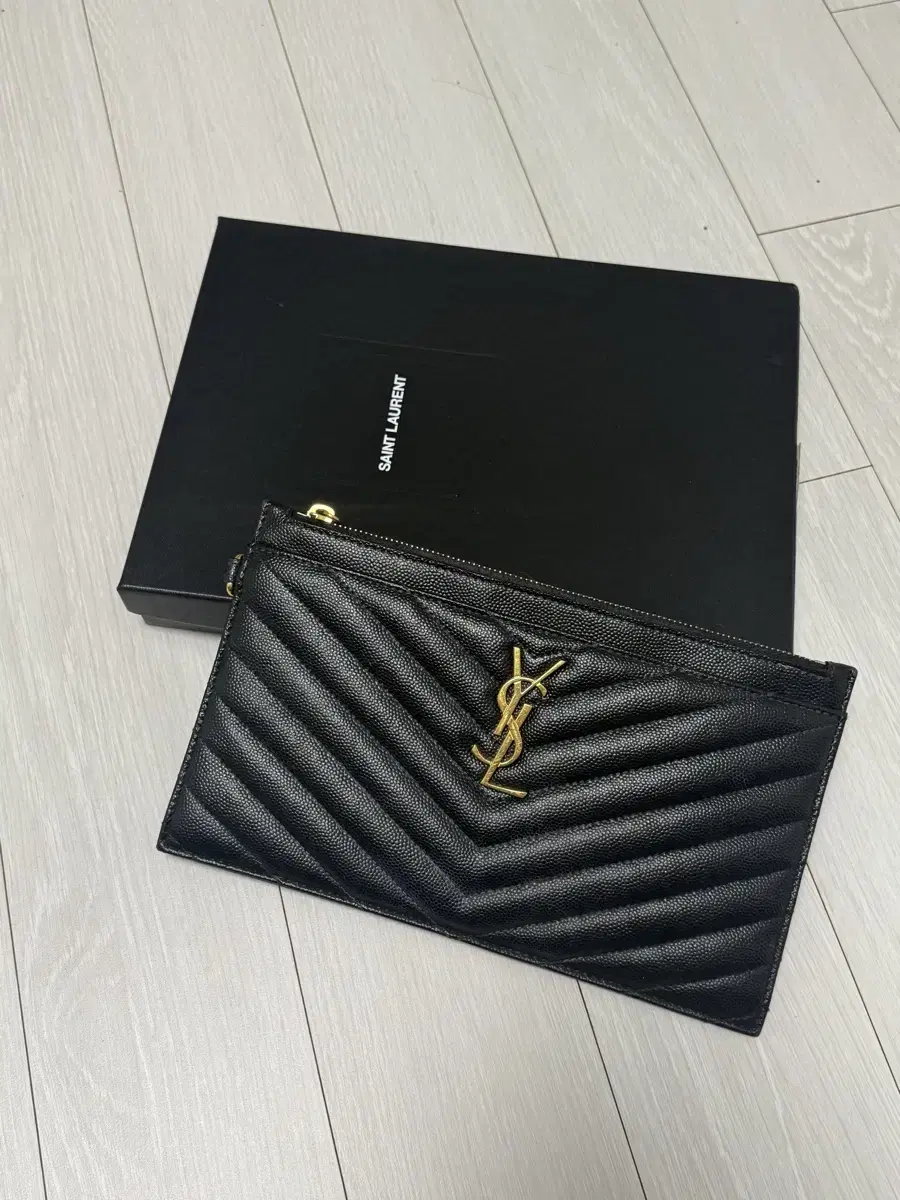 Saint Laurent Bill Pouch Clutch Small Monogram Yves Saint Laurent 63631BOW Box Full