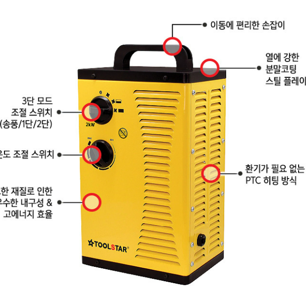 환기가 필요없는 3단조절 전기온풍기 열풍기 미니난로 캠핑 사무실 팬히터