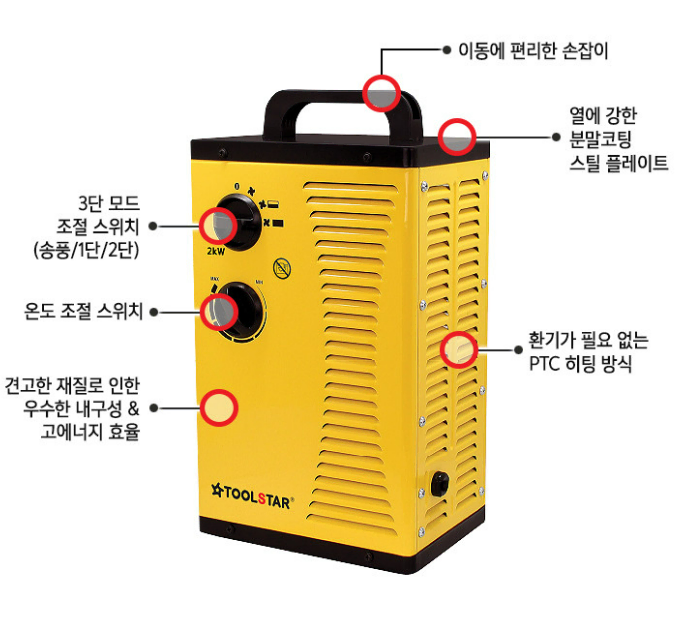 환기가 필요없는 3단조절 전기온풍기 열풍기 미니난로 캠핑 사무실 팬히터