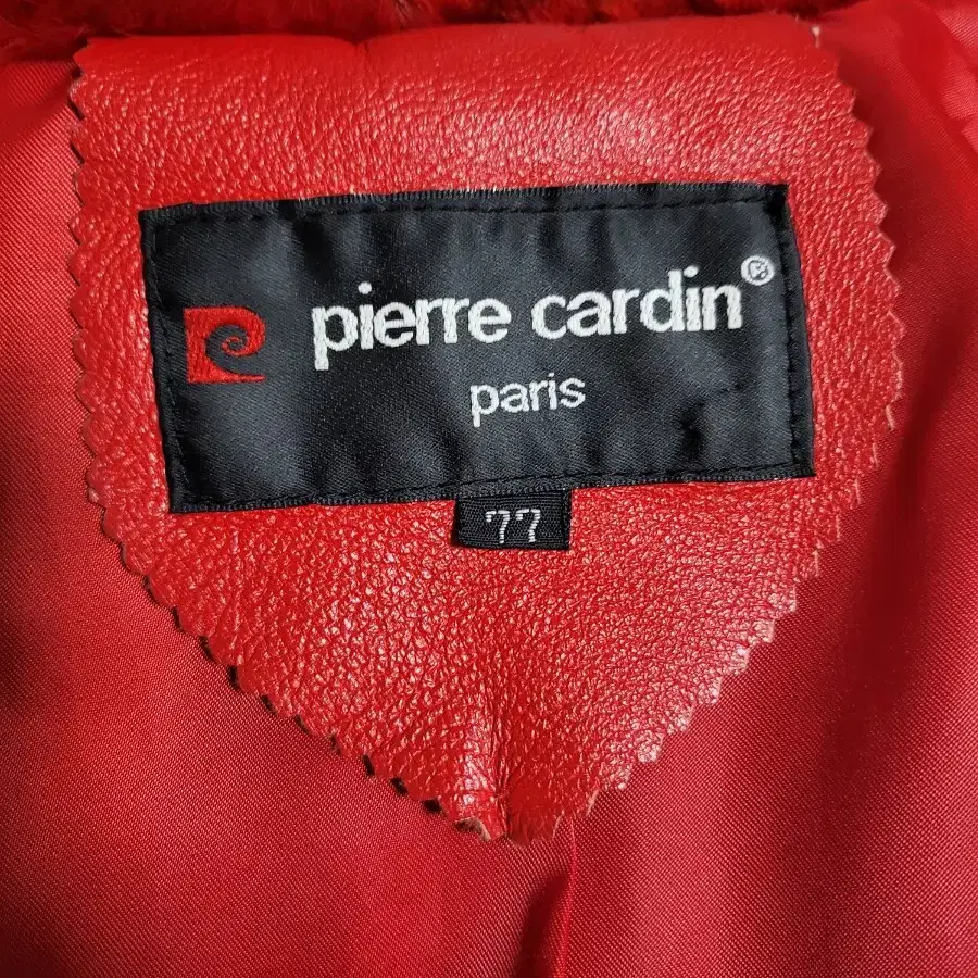 pierre cardin 붉은 가죽 여우퍼 자켓..