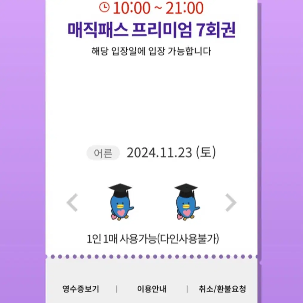 11/23(토)롯데월드 매직패스 7회권