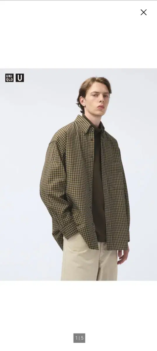 [L] UNIQLOu Twill oversized shirt yel