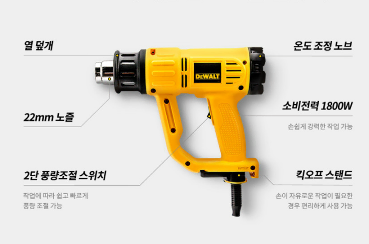 최대600도 열풍 히팅건 온도 풍량조절가능 자동차썬팅 랩핑 필름 튜닝