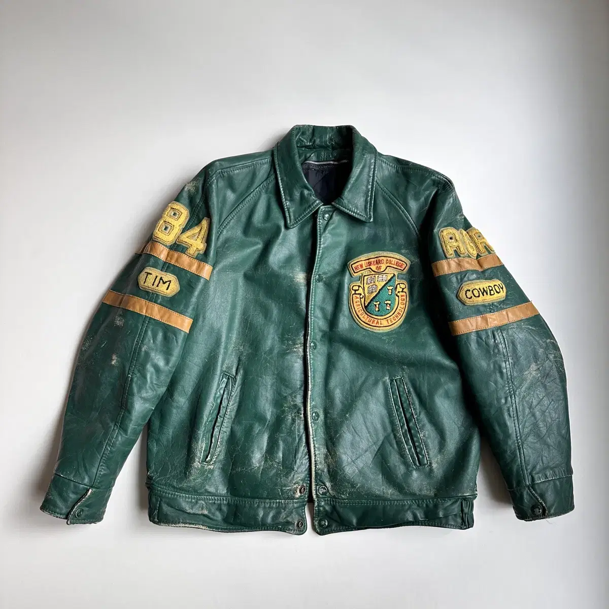 80s Letterman College Distressed Leather Varsity Nappa O