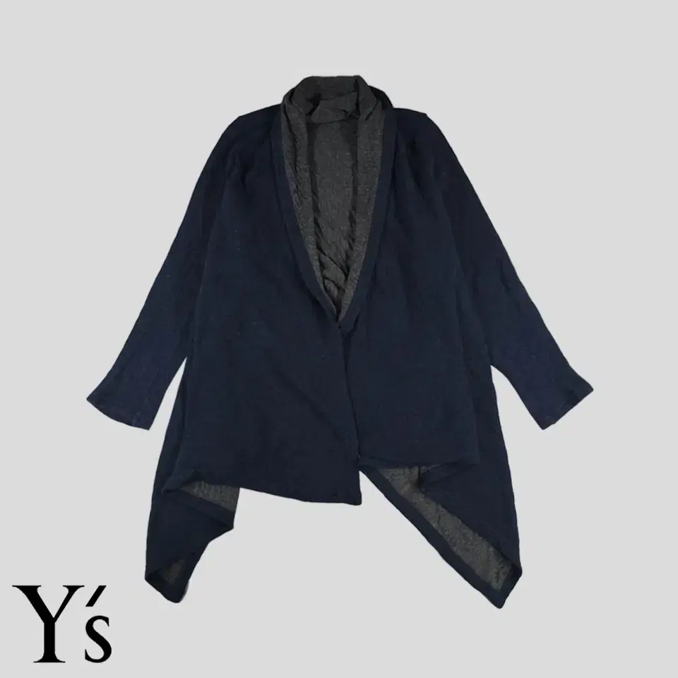 Y'S FOR LIVING Yoji Yamamoto Navy Gray Unbalance Tencel Wool