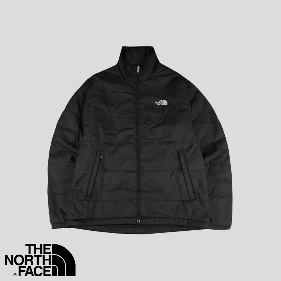 The North Face Black Gray Embroidered Lining Poly Padded Jumper L