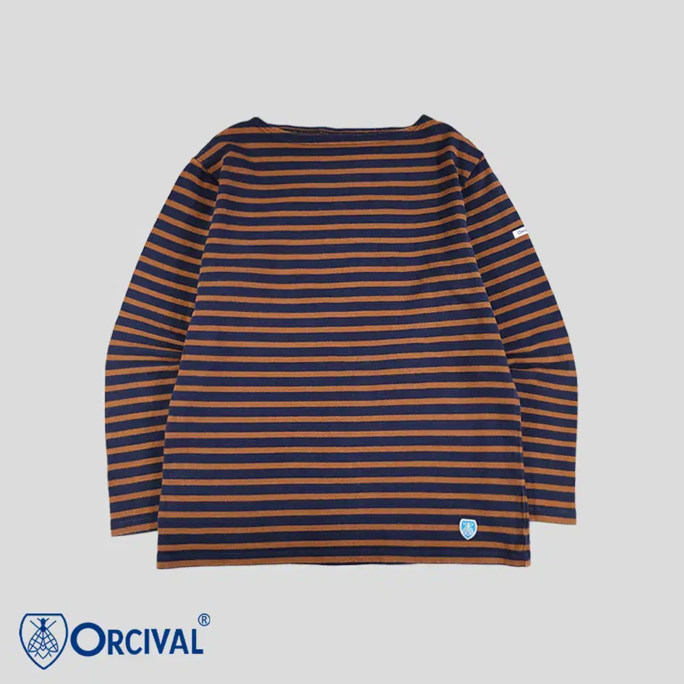 Orchival Brown Navy Striped Patterned Patchwork Heavy Cotton100 Boatneck Part 7