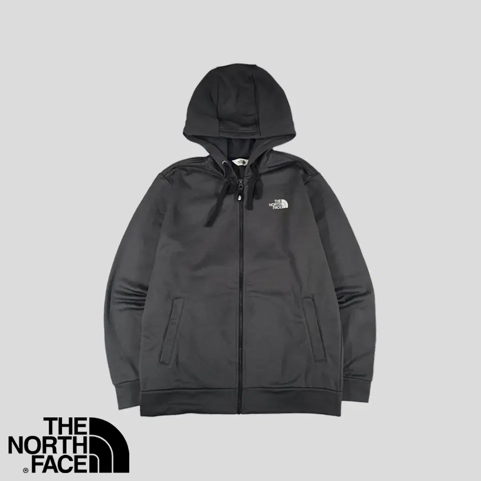 The North Face White Belle Charcoal White Printed Poly Brushed Functional Hoodie Zip Up L