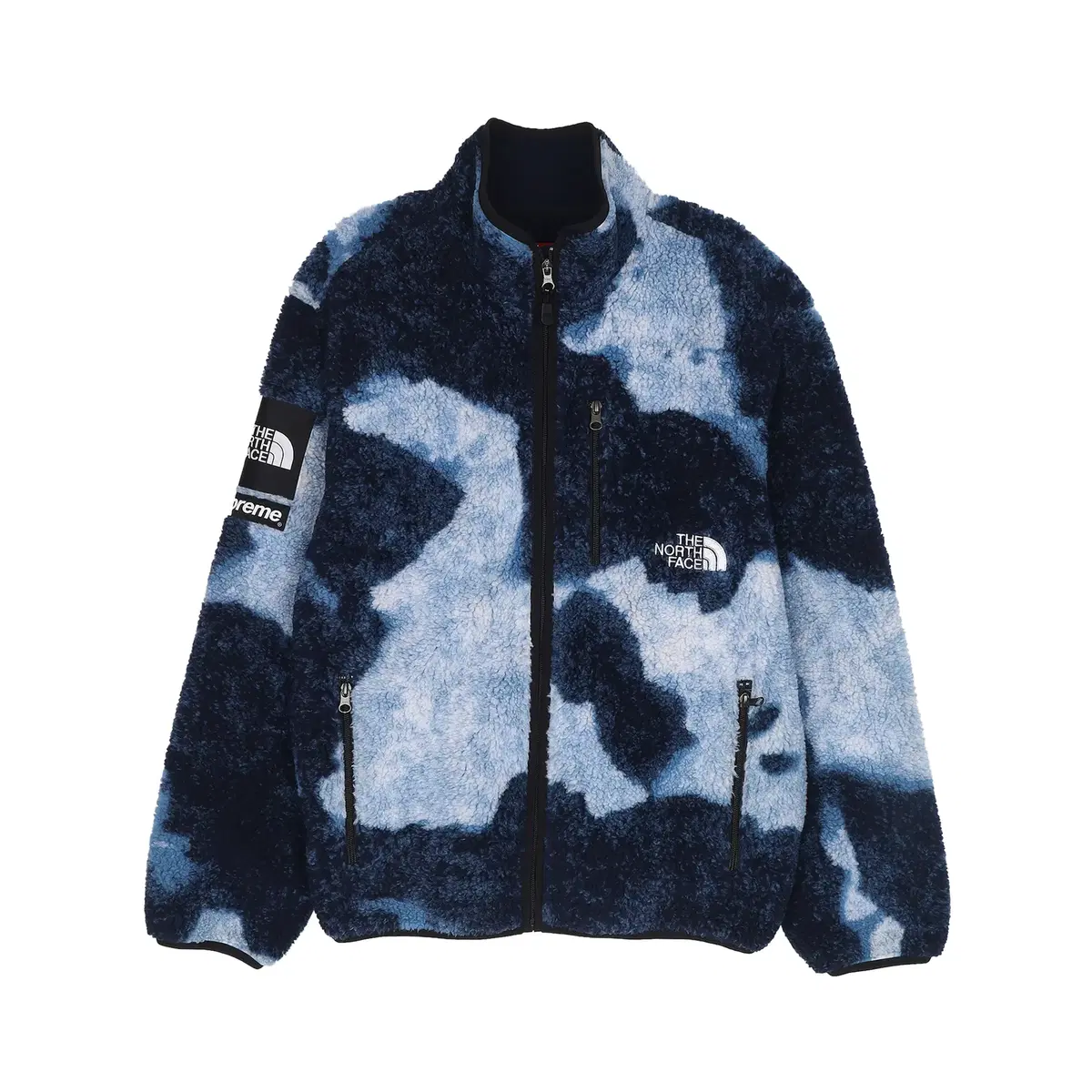 [M] Supreme x The North Face Bleached Denim Print Fleece Jacket Indigo