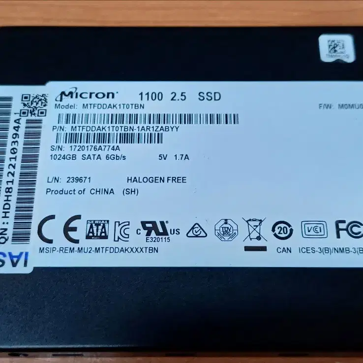 중고 ssd1테라 micron