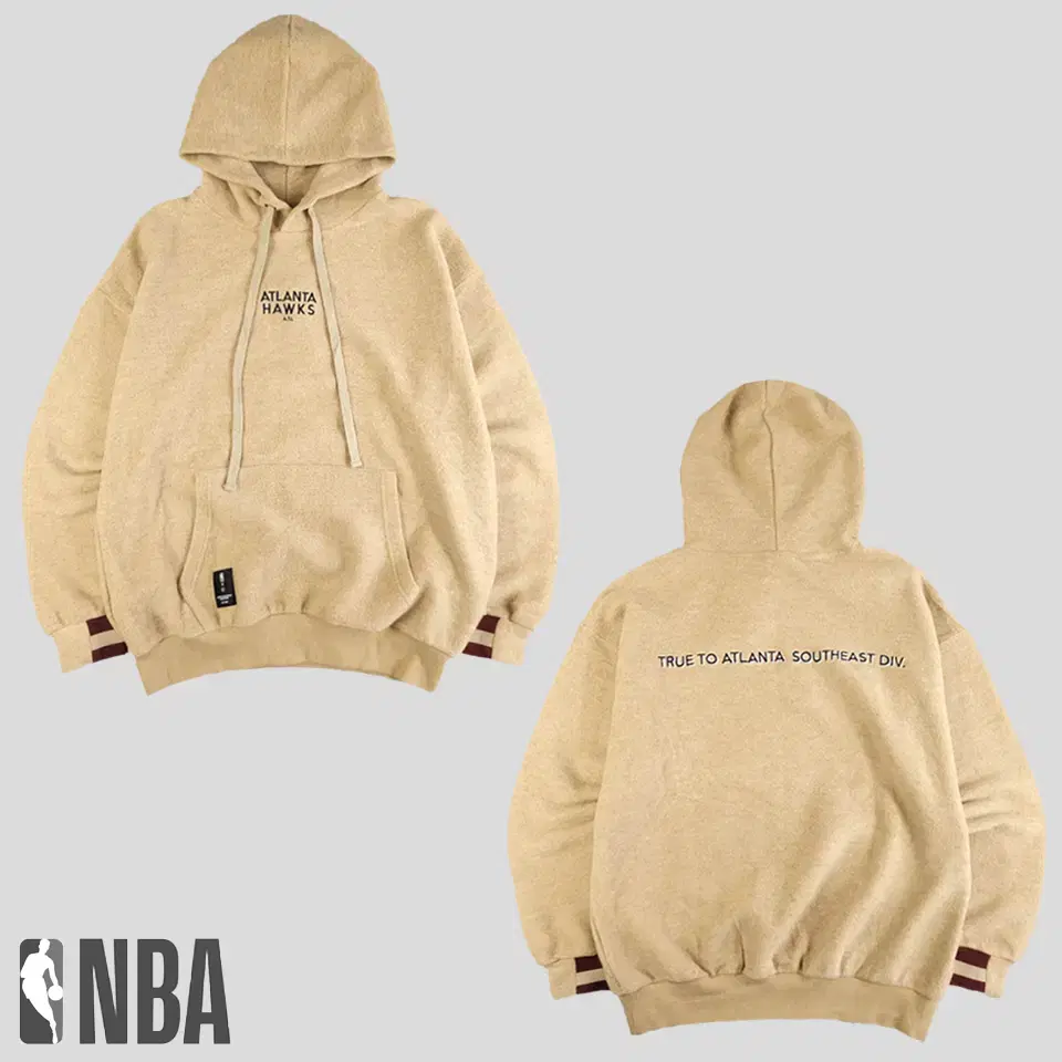 NBA Envy beige burgundy lined Atlanta Hawks embroidered kangaroo pocket pla...