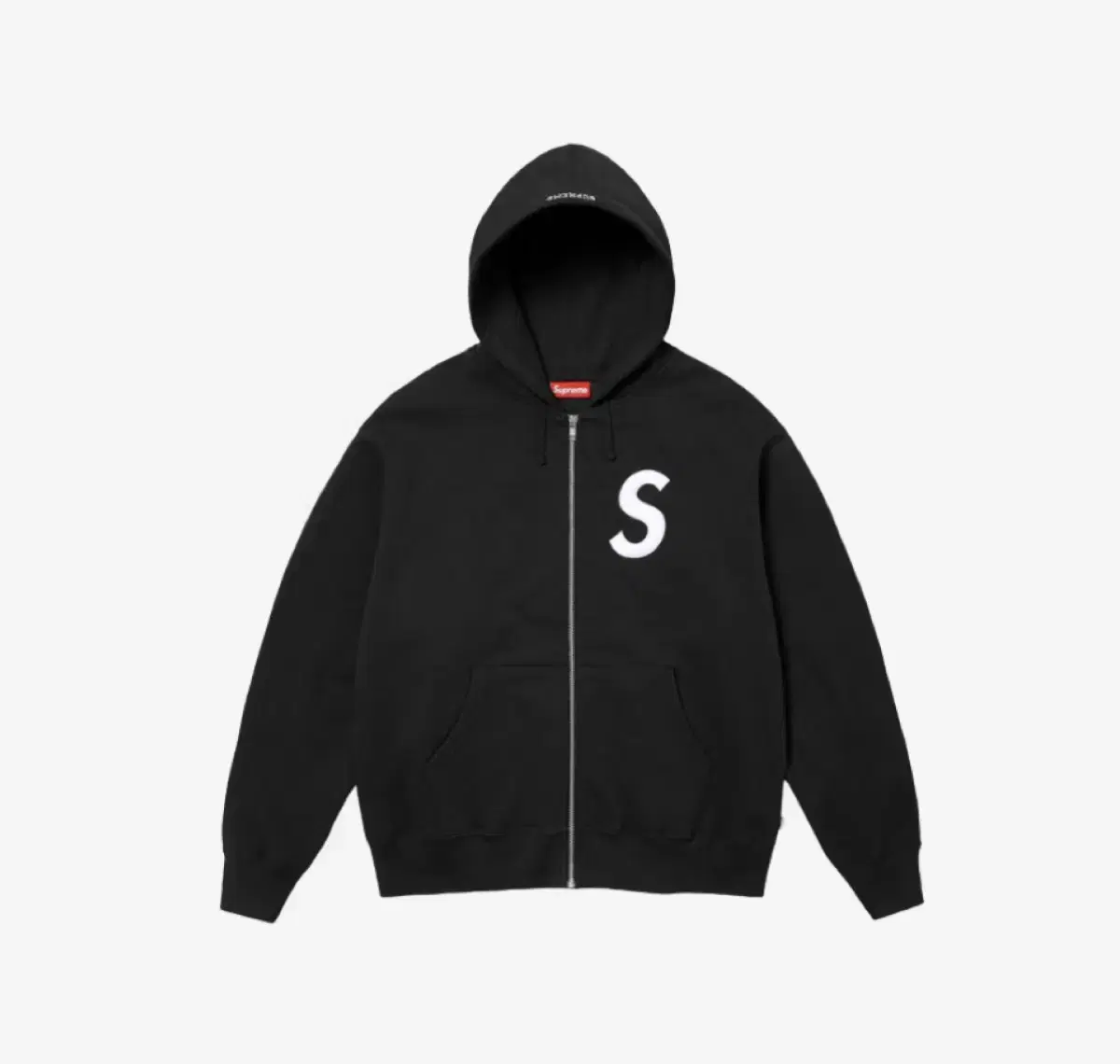 Supreme S Logo Zip-Up Hooded Sweatshirt Black - 24FW Newl