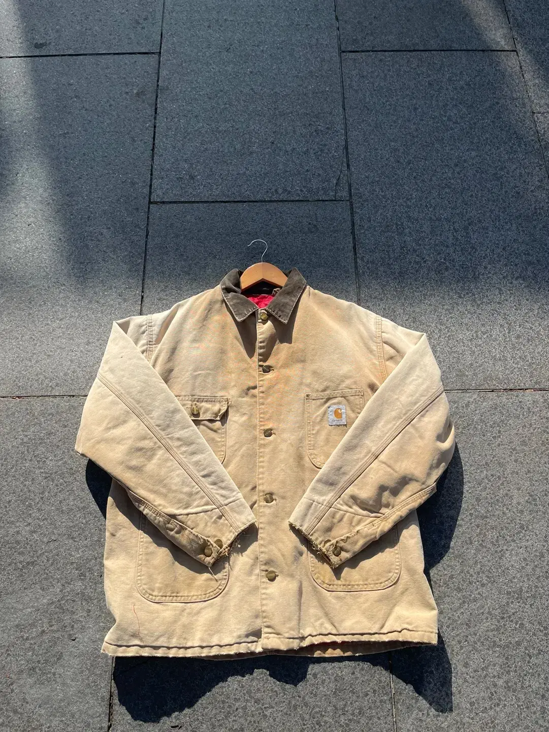 Calhart Walk Chore Jacket Ivory Buttons