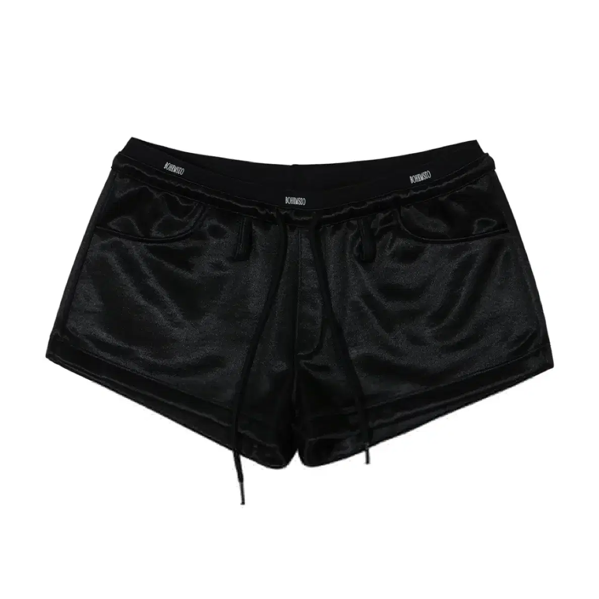 보헤미안서울 LOGO BAND SHORTS, GLOSSY BLACK