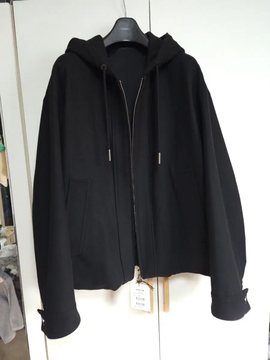 (50) 23FW Solid Homme Wool Hooded Zip-up Jumper Black