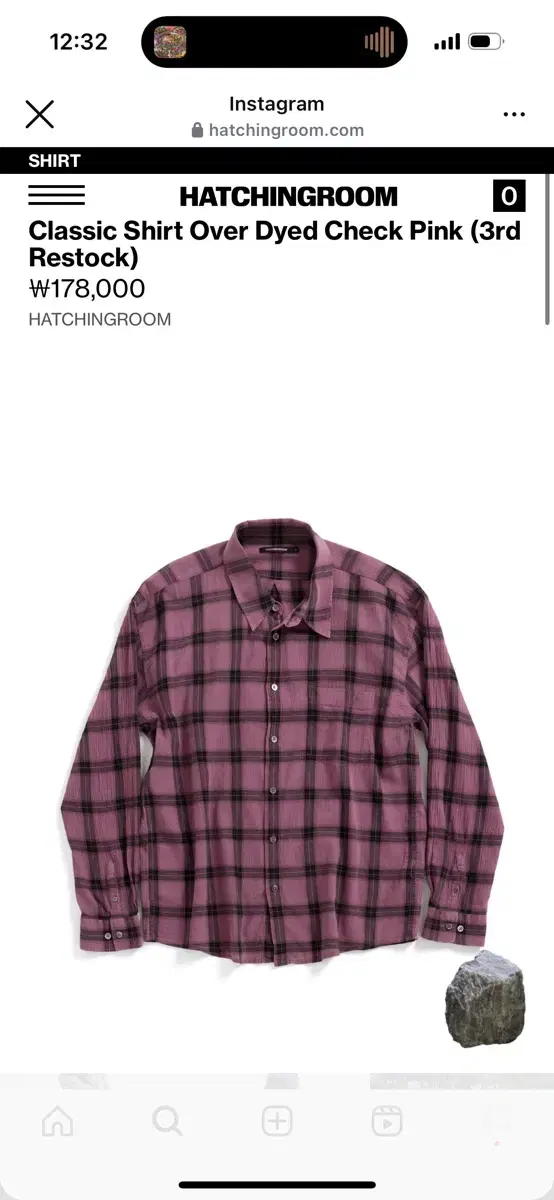 Hatching Room Classic Shirt Over Dyed Check Pink