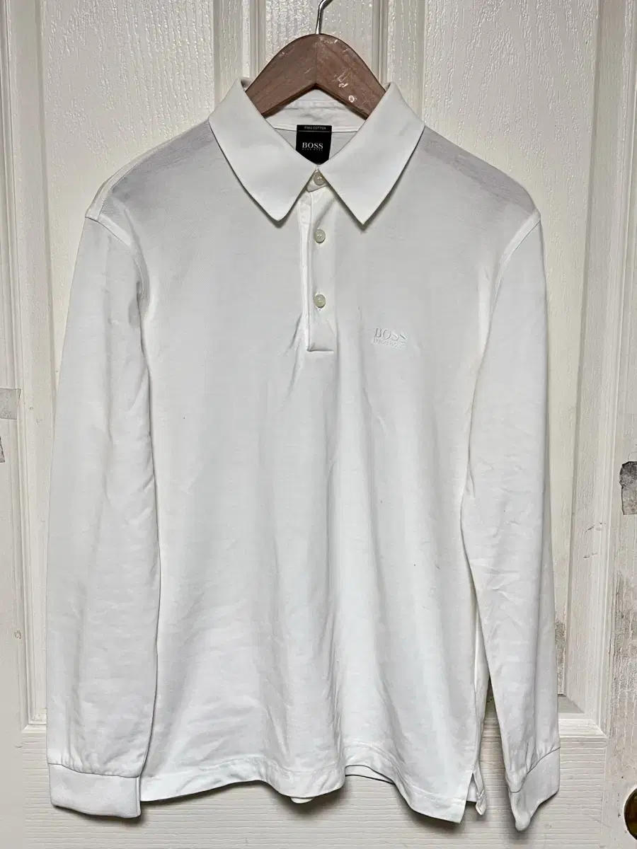 95) Hugo Boss Long Sleeve Polo Shirt White