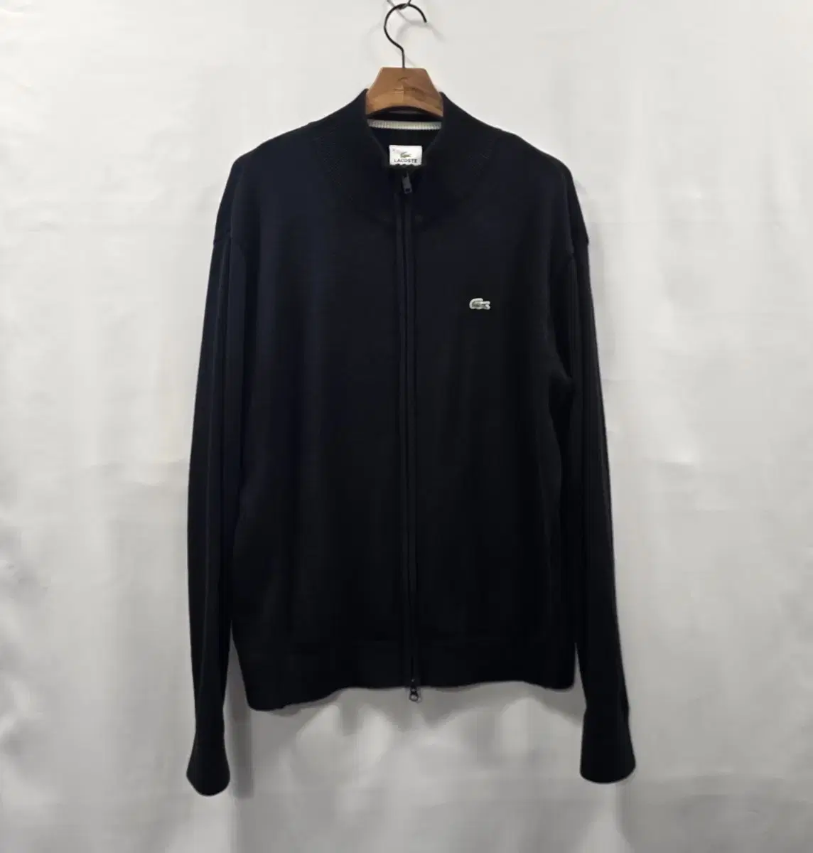 [Lacoste]Black Cardigan 100% Cotton Zip-up