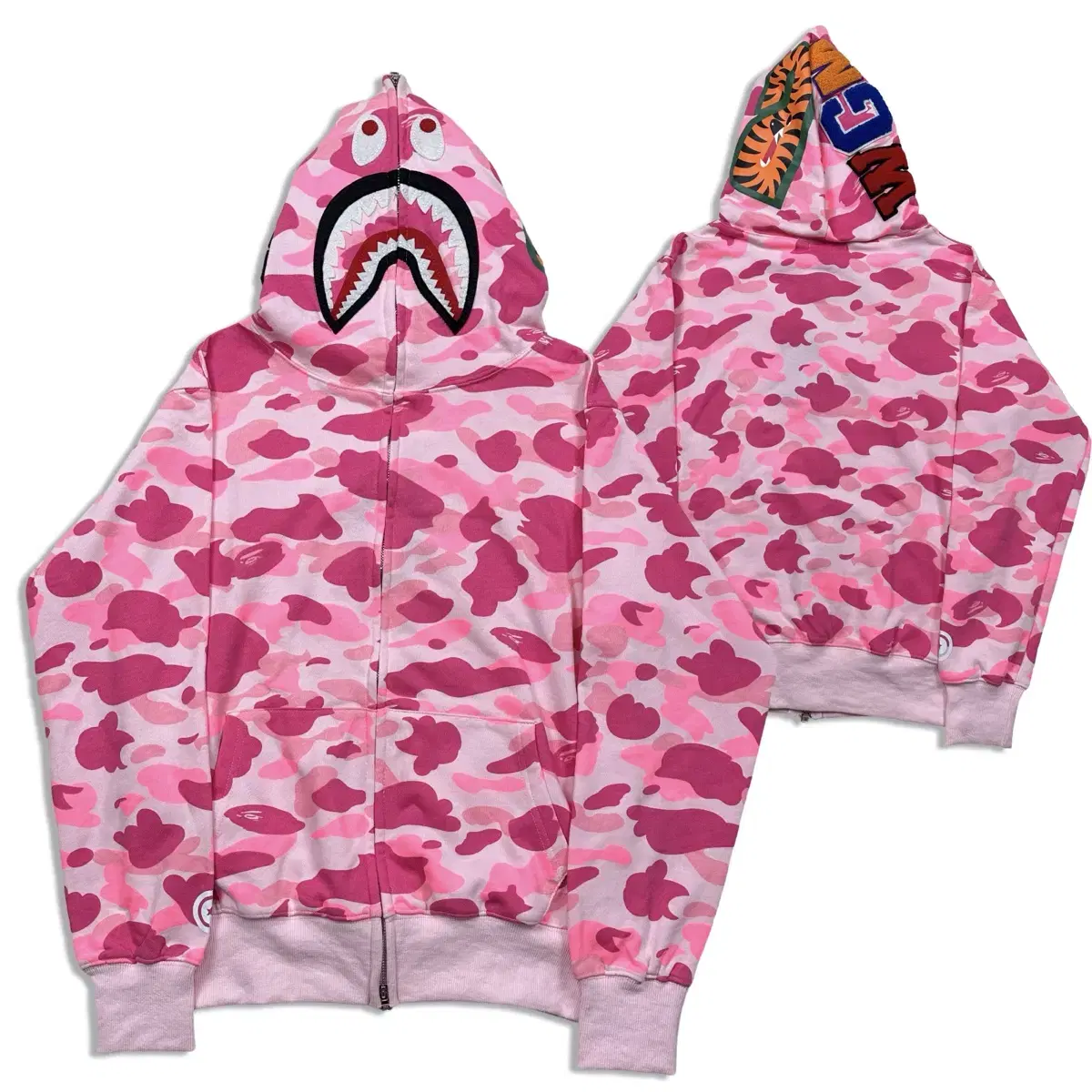 M (New) Vape Pink Camo Shark Hoodie Zip-Up