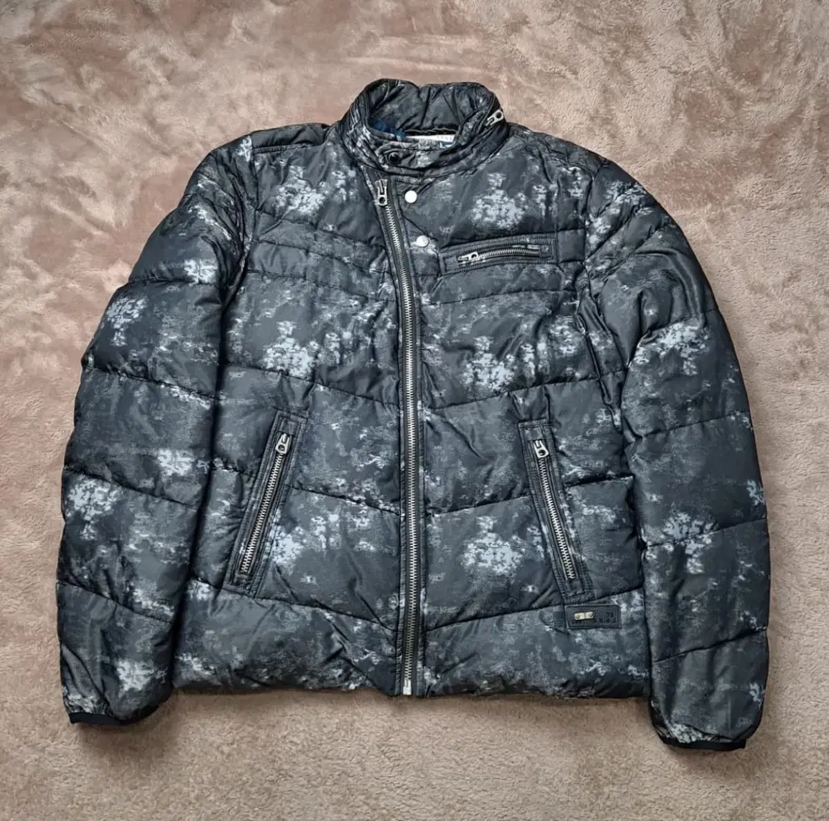 Diesel tie-dye pattern padded biker jacket