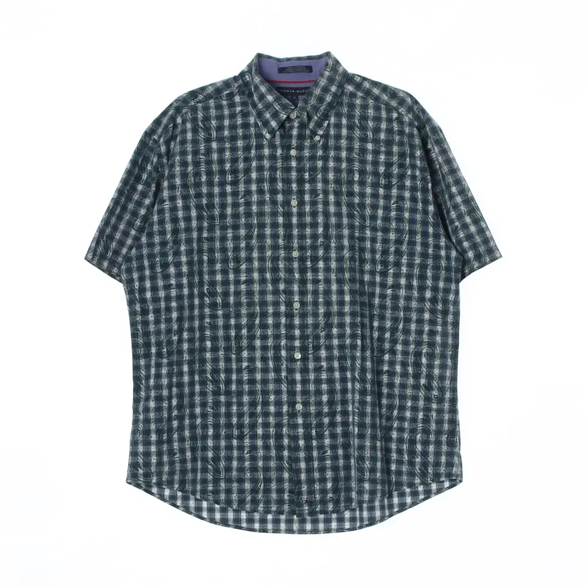 [XL]Tommy Hilfiger Green Patterned Check Short-Sleeved Shirt