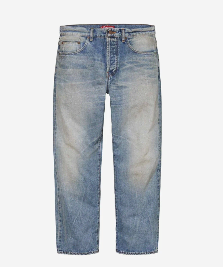 [36]Supreme Distressed Loose Fit Selvedge jin Washed Indigo 24SS