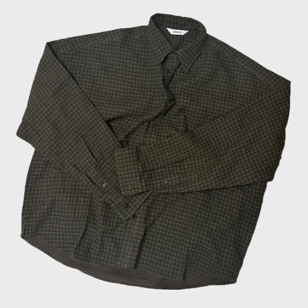 Non-Nodal Crop Flexible String Check Shirt Brown 2 sizes