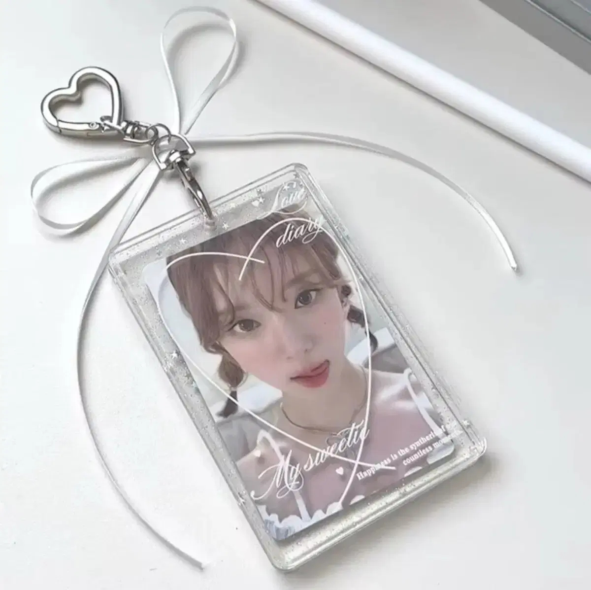 Glitter Heart acrylic photocard holder keyring Picture Frame kard Case