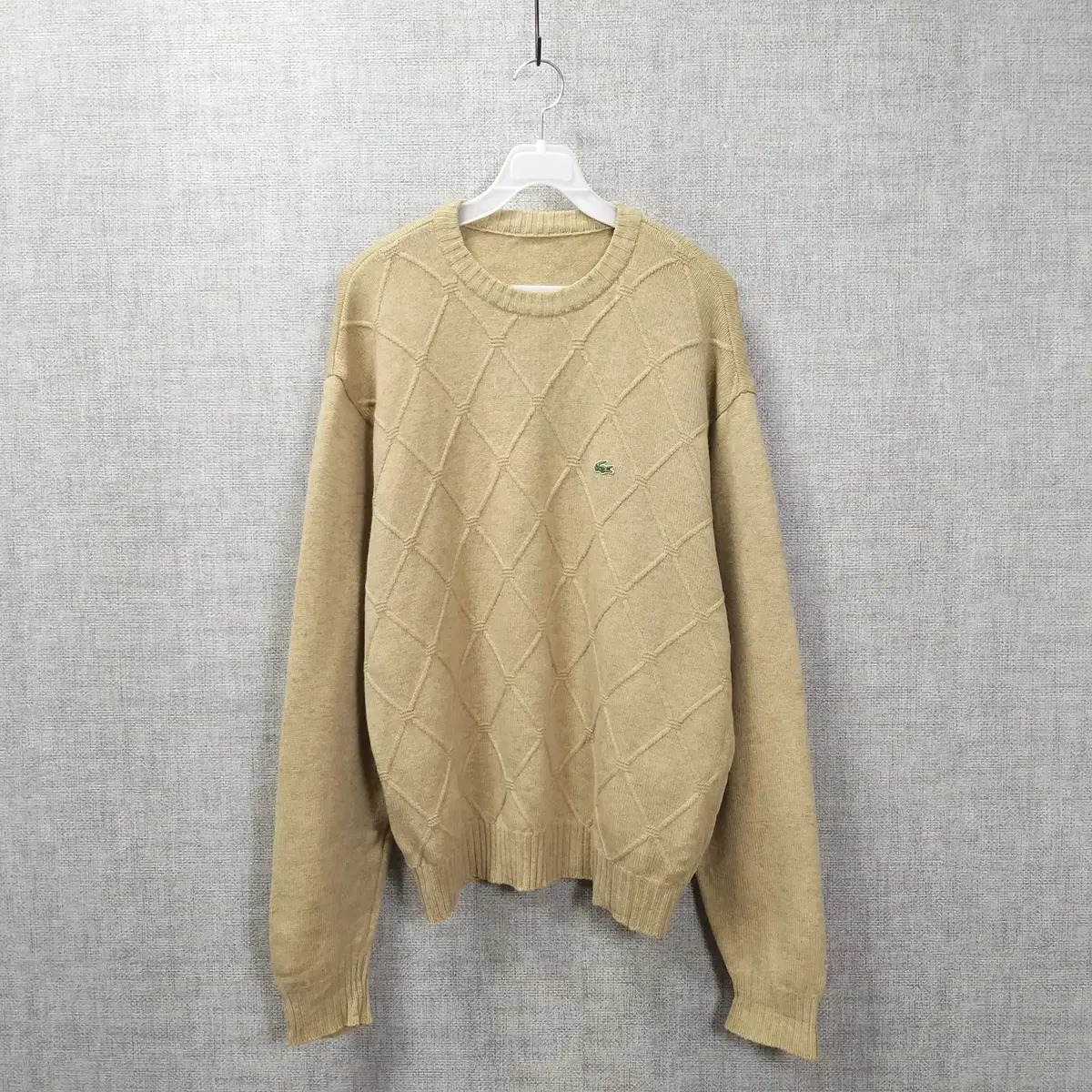 6F. Lacoste Beige Argyle Wool Knit Men105